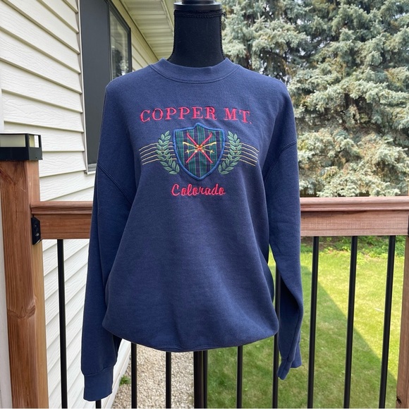 VTG 90s Crewneck Sweatshirt "Copper Mt Colorado" Graphic Unisex Adult Large - Picture 1 of 9